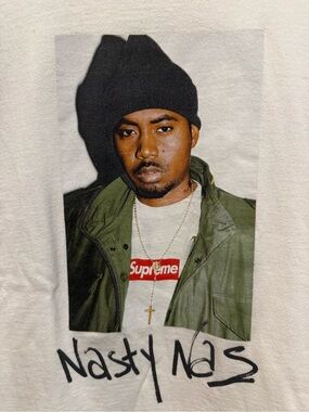 Supreme Nasty Nas White Tee with Red Box Logo Tag